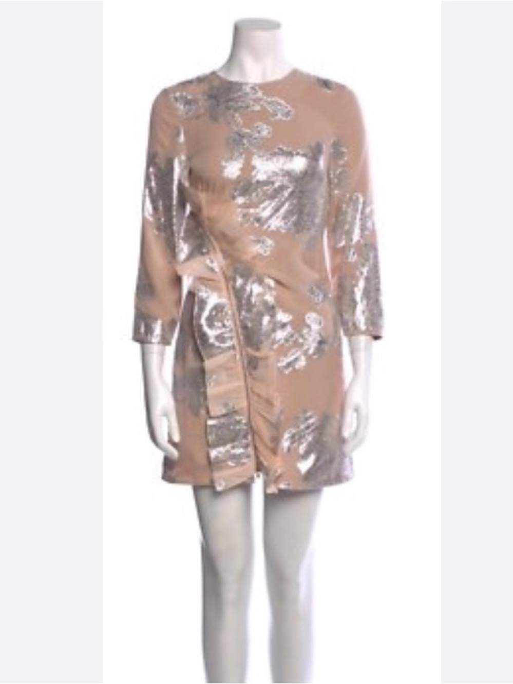 Self-Portrait Blush Metallic Silver Sequin Mini Dress